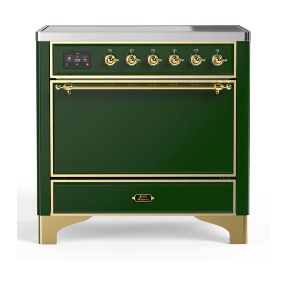 ILVE Majestic II 36" Emerald Green Induction Range with 5 Elements Solid Door