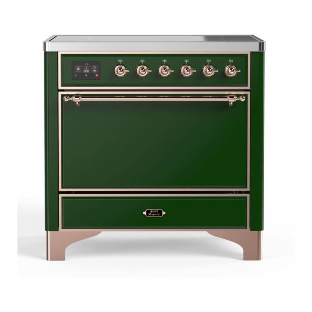 ILVE Majestic II 36" Emerald Green Induction Range with 5 Elements Solid Door