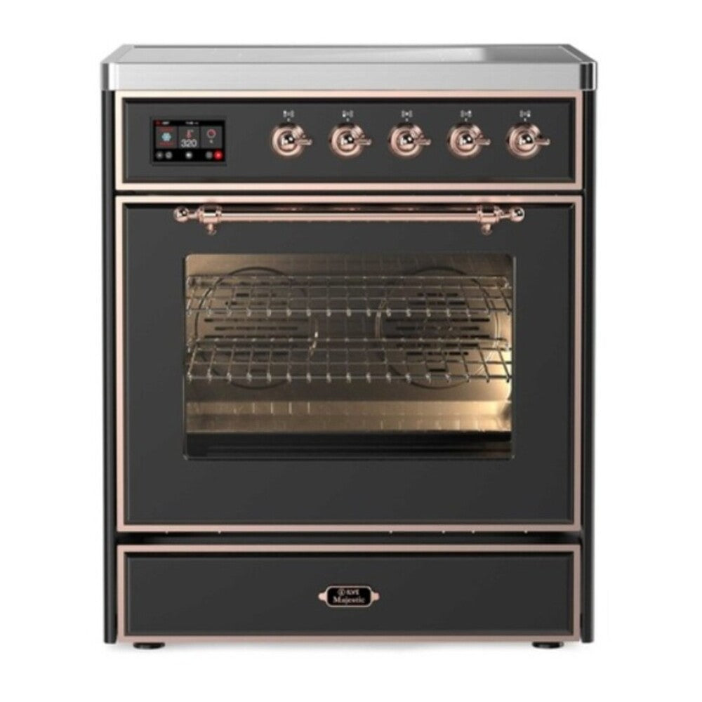 ILVE Majestic II 30" Graphite Matte Induction Range with 4 Elements Triple Glass Door