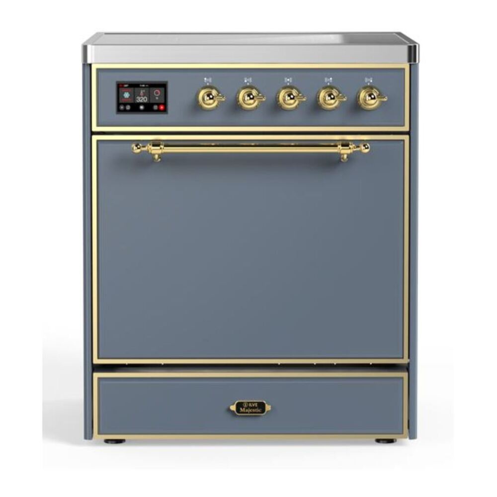 ILVE Majestic II 30" Blue Grey Induction Range with 4 Elements Solid Door