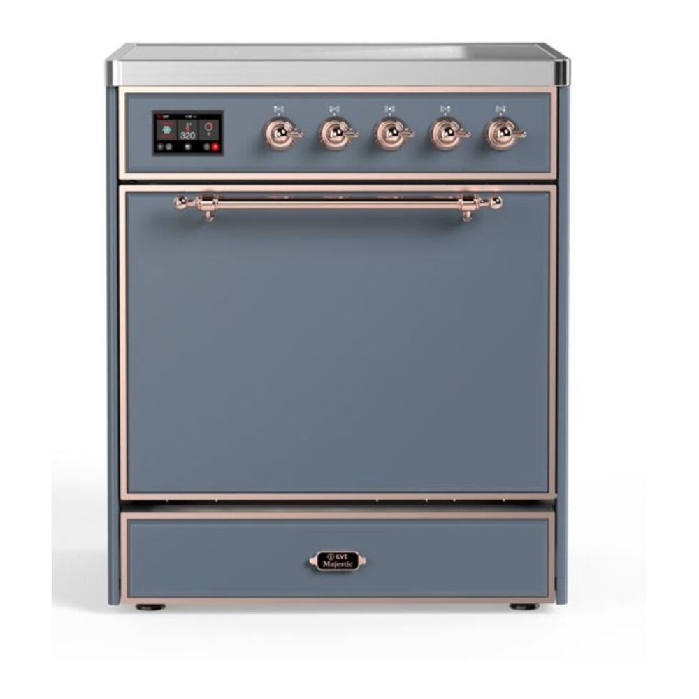 ILVE Majestic II 30" Blue Grey Induction Range with 4 Elements Solid Door