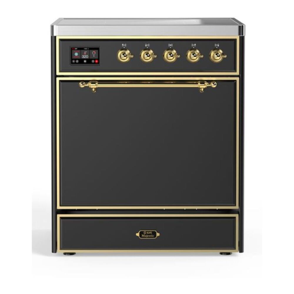 ILVE Majestic II 30" Graphite Matte Induction Range with 4 Elements Solid Door