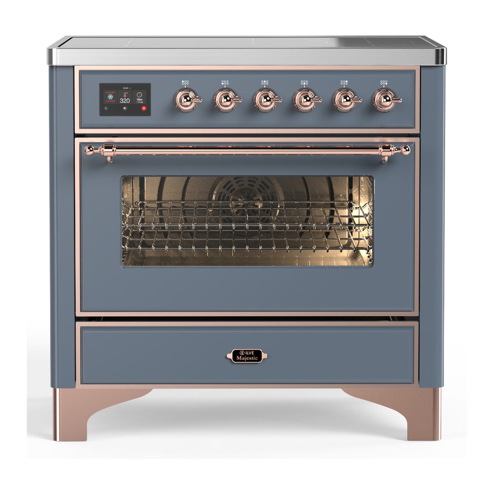 ILVE Majestic III 36" Blue Grey Induction Range with 6 Elements Triple Glass Door