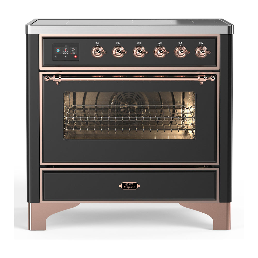 ILVE Majestic III 36" Graphite Matte Induction Range with 6 Elements Triple Glass Door