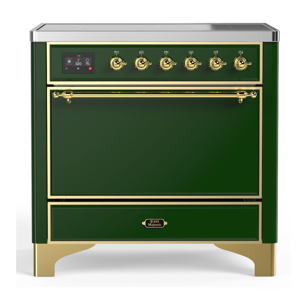 ILVE Majestic III 36" Emerald Green Induction Range with 6 Elements Solid Door