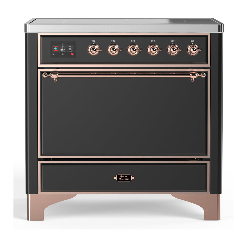 ILVE Majestic III 36" Graphite Matte Induction Range with 6 Elements Solid Door