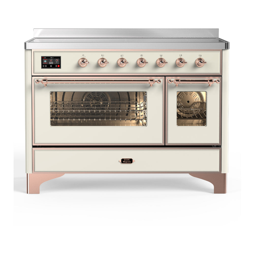 ILVE Majestic III 48" Antique White Induction Range with 6 Elements Triple Glass Door