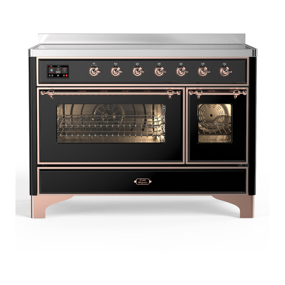 ILVE Majestic III 48" Glossy Black Induction Range with 6 Elements Triple Glass Door