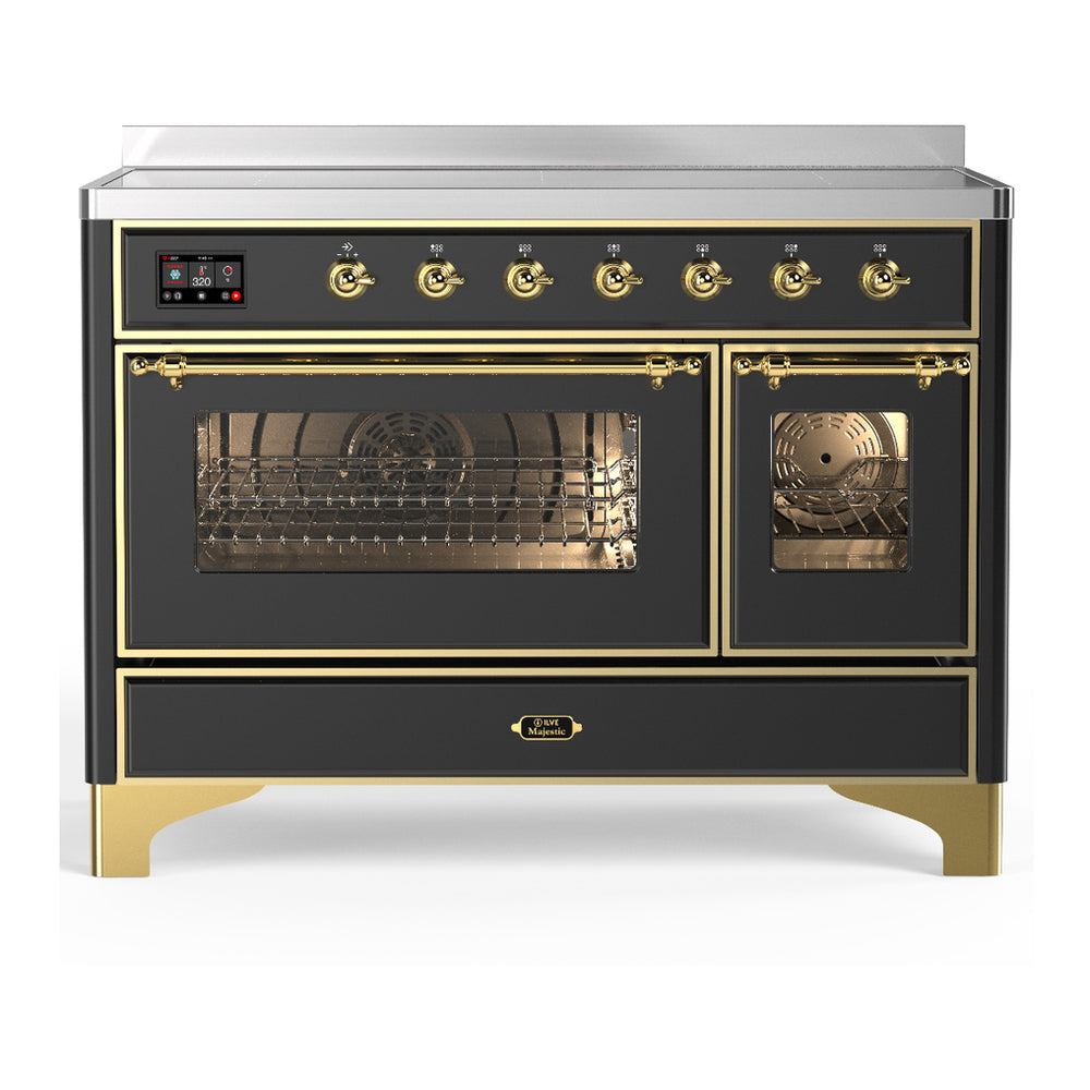 ILVE Majestic III 48" Graphite Matte Induction Range with 6 Elements Triple Glass Door