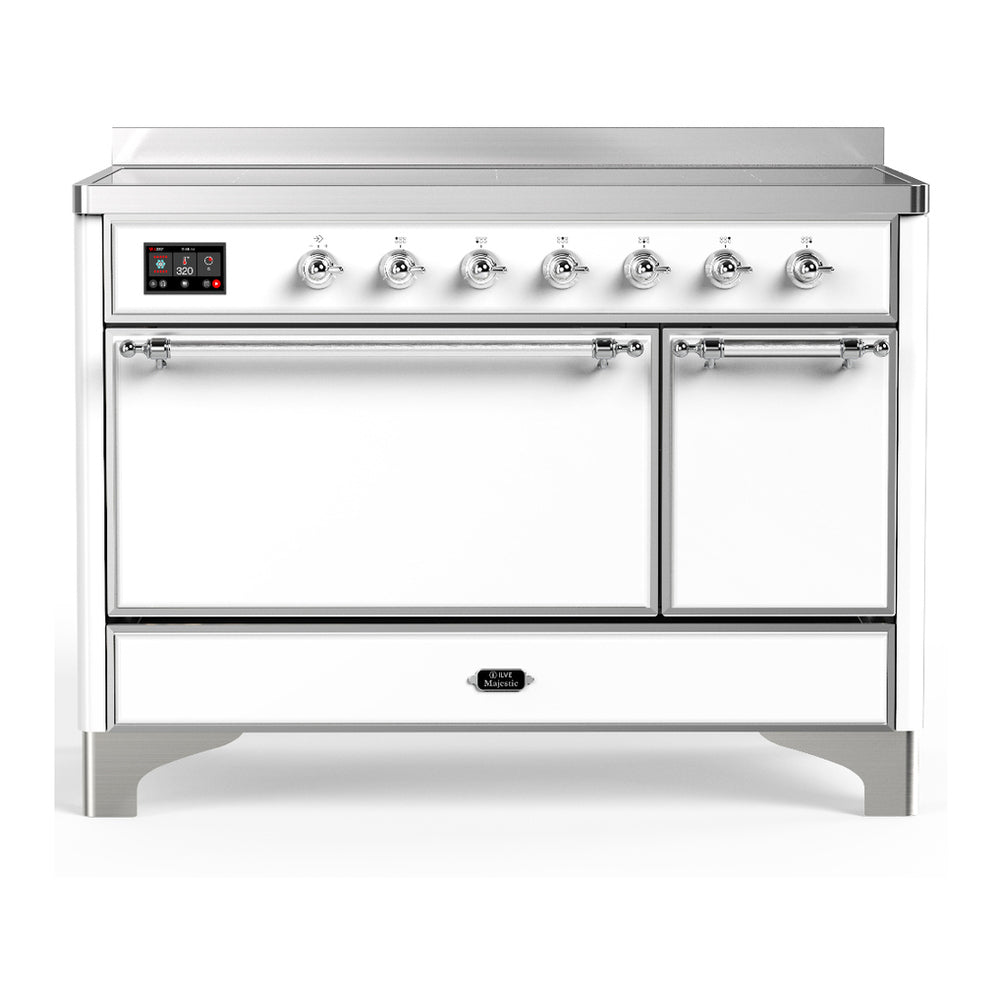 ILVE Majestic III 48" White Induction Range with 6 Elements Solid Door