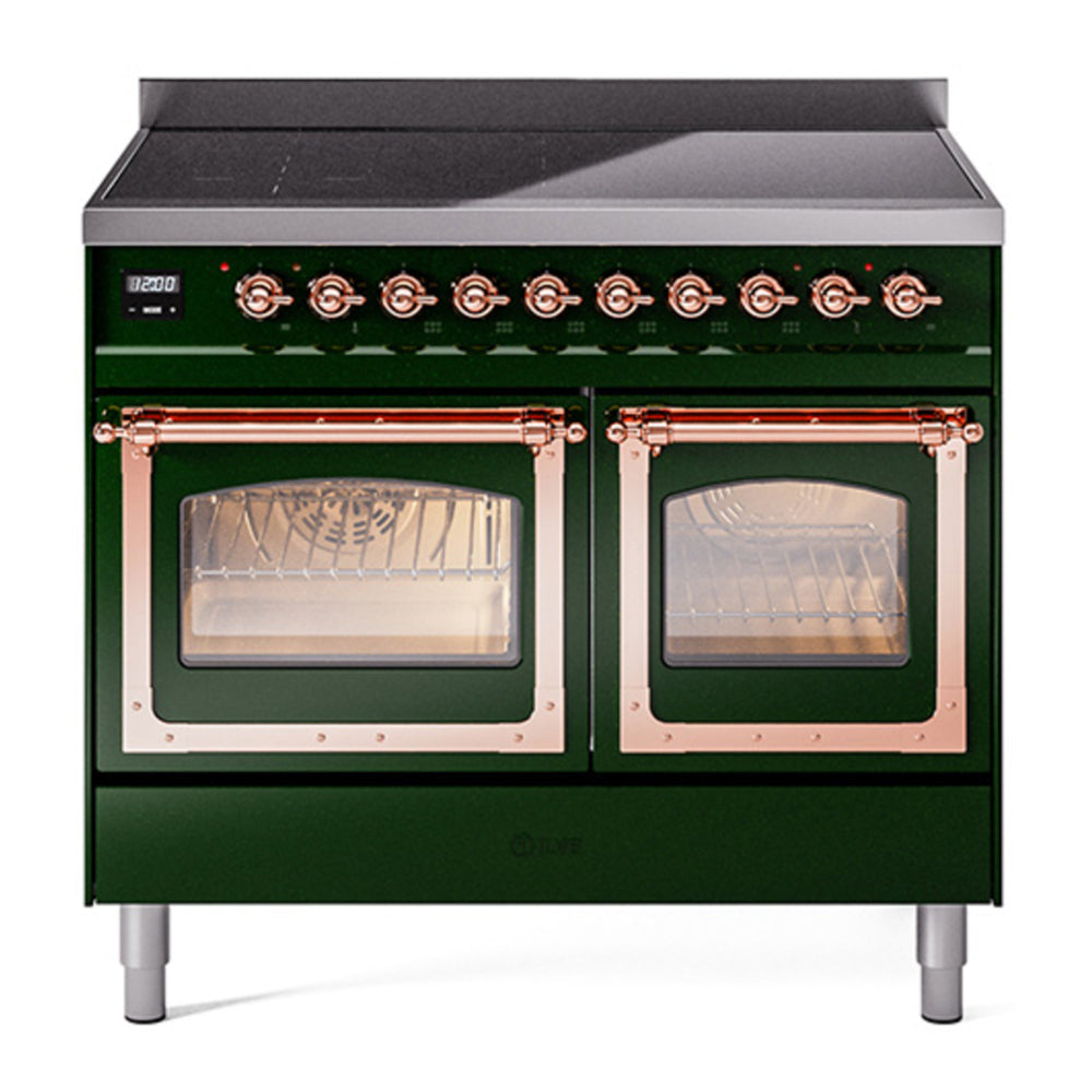 ILVE Nostalgie II Noblesse 40" Emerald Green Induction Range with 6 Elements Triple Glass Door