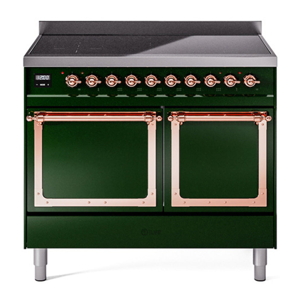 ILVE Nostalgie II Noblesse 40" Emerald Green Induction Range with 6 Elements Solid Door