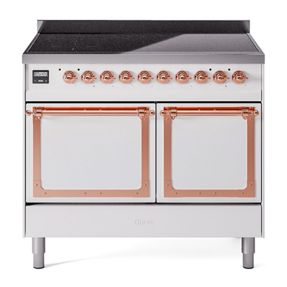 ILVE Nostalgie II Noblesse 40" White Induction Range with 6 Elements Solid Door