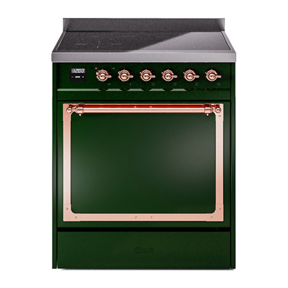 ILVE Nostalgie II Noblesse 30" Emerald Green Induction Range with 4 Elements Solid Door