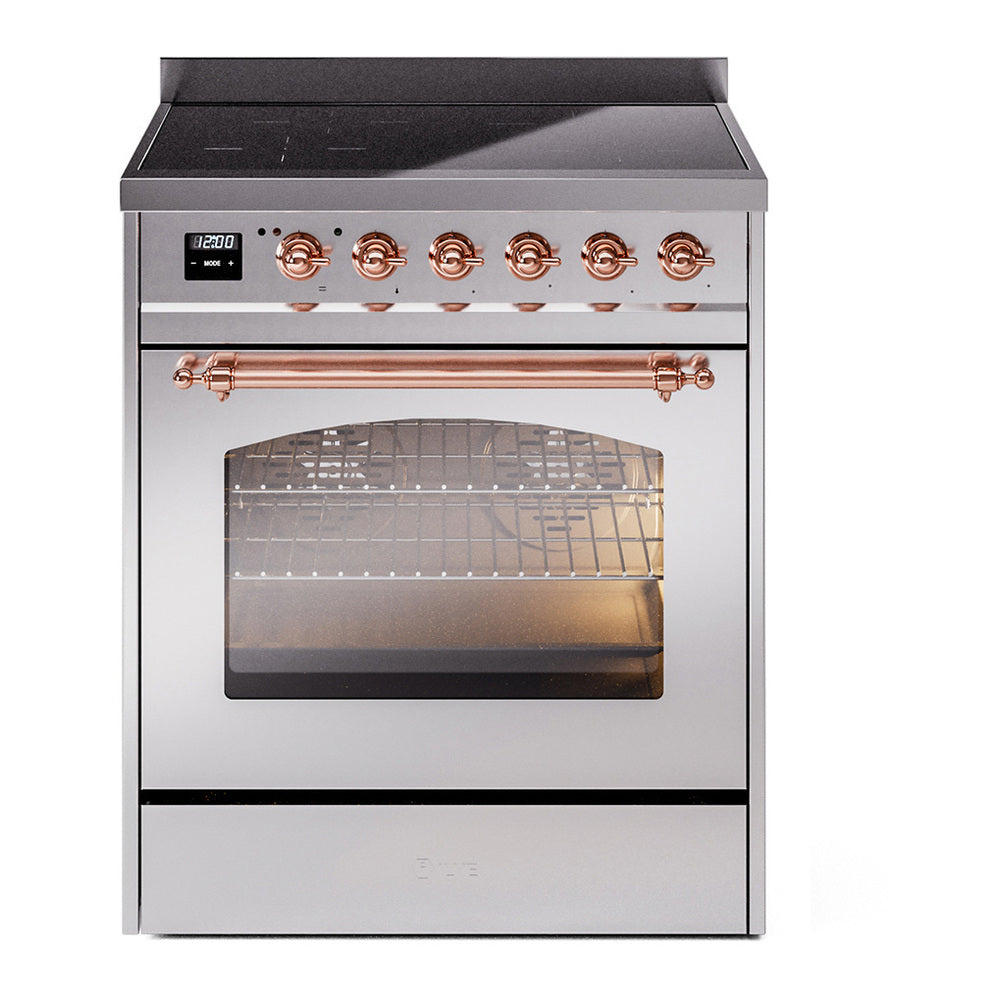 ILVE Nostalgie II 30" Stainless Steel Induction Range with 4 Elements Triple Glass Door