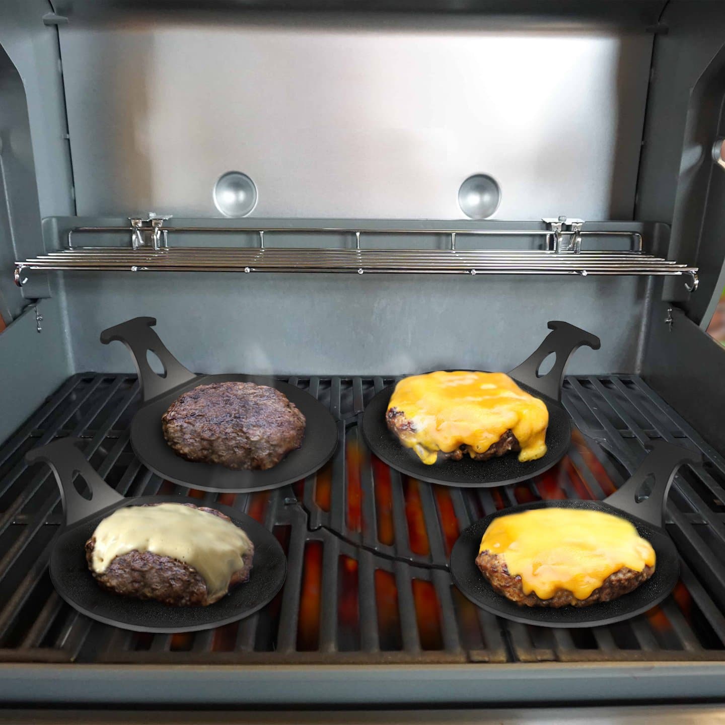 Arteflame 6" Burger Pucks - Grill Juicy Good Burgers with Arteflame Mini Griddles for BBQ Grills (set of 2)-AFBP6SET2