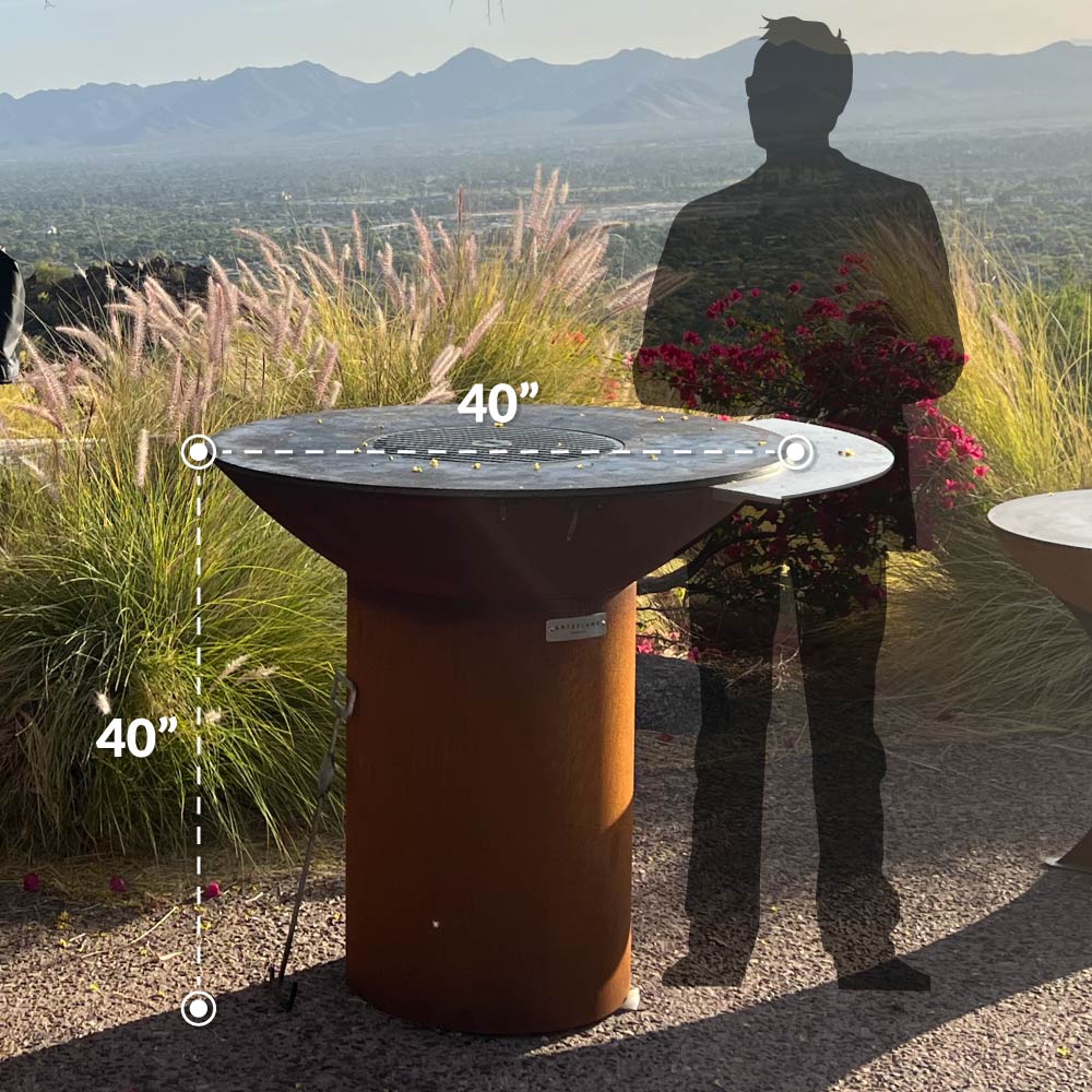 Arteflame XXL 40" Grill - High Round Base- Corten