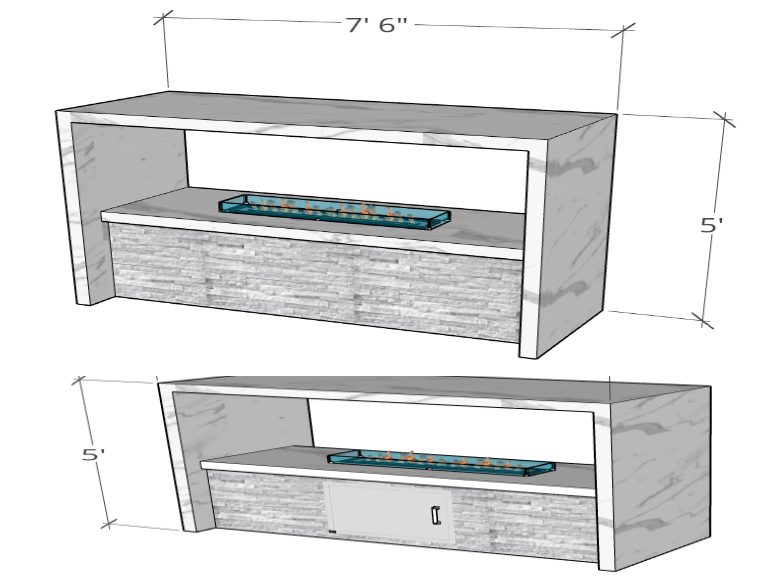7'6" Modern Fireplace