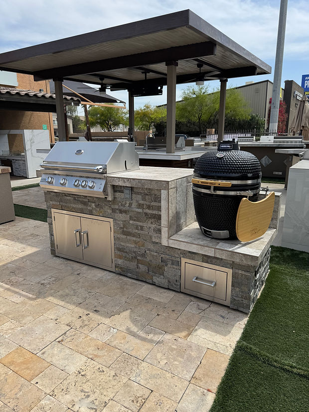 KoKoMo Grills Kamado BBQ Island – 7'6" Outdoor Cooking Station (SKU: KAMADOISLAND5353)