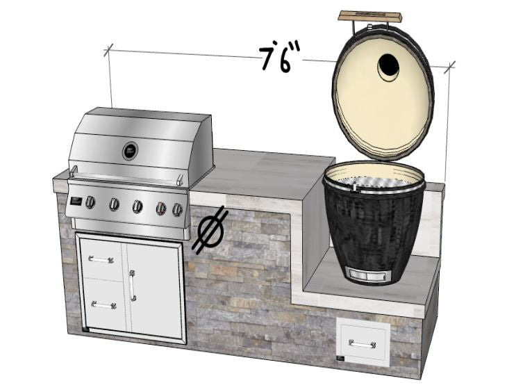 KoKoMo Grills Kamado BBQ Island – 7'6" Outdoor Cooking Station (SKU: KAMADOISLAND5353)