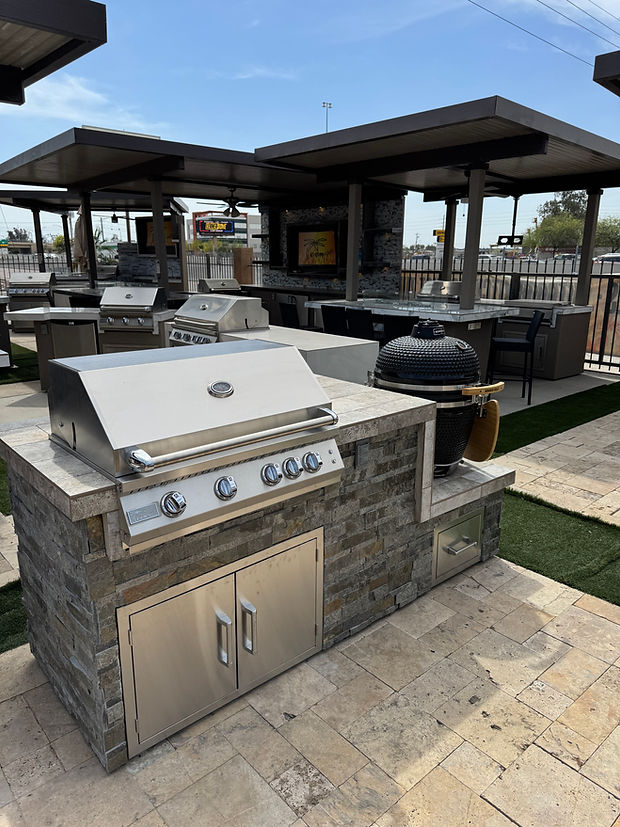 KoKoMo Grills Kamado BBQ Island – 7'6" Outdoor Cooking Station (SKU: KAMADOISLAND5353)