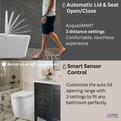 FORNO ACQUA Luxurious Super Smart Toilet. Includes Bidet, Heated Seat, Auto Flush, Auto Lid, Powerful Flush, Ideal for master bathrooms.