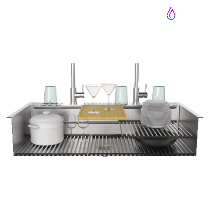 FORNO ACQUA 45 in. Undermount 3-Level Workstation MultiSINK with Custom-Fit Accessories