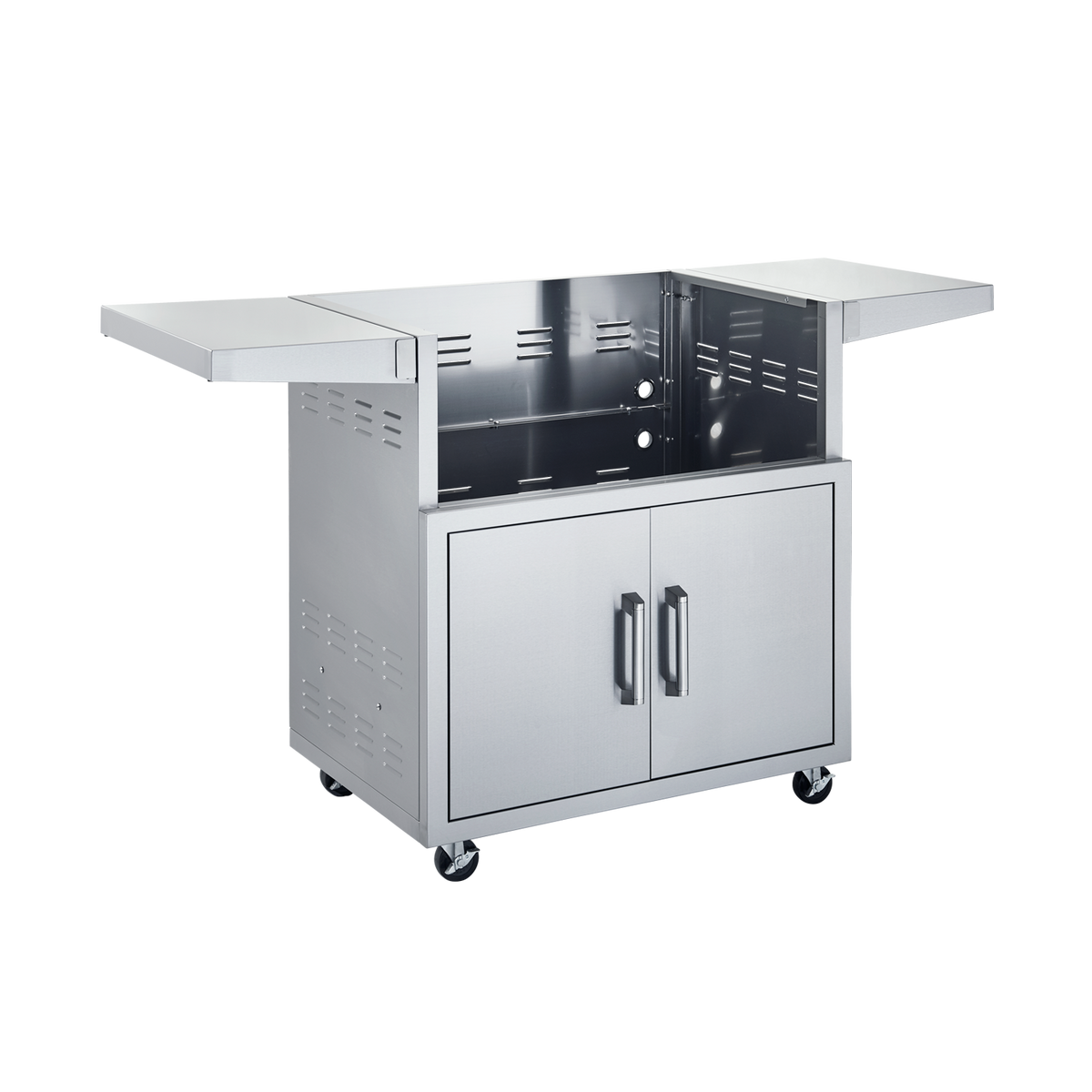 Broilmaster Stainless Steel Cart, with 2 doors and 2 fold-down side shelves