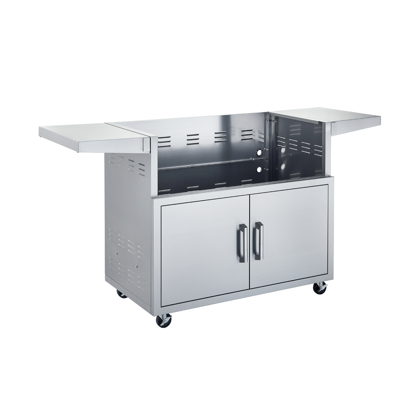 Broilmaster Stainless Steel Cart, with 2 doors and 2 fold-down side shelves