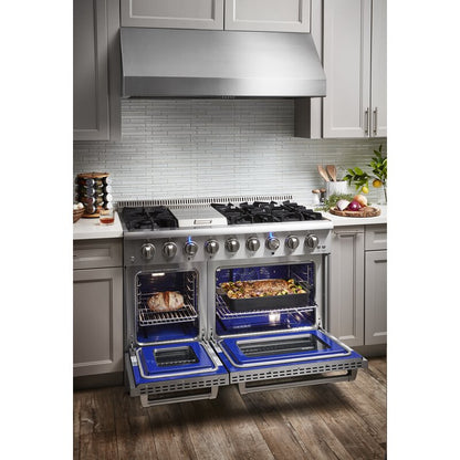 THOR Kitchen 48 in. Natural Gas Burner, Electric Oven 6.7 cu. ft. Range in Stainless Steel, HRD4803U
