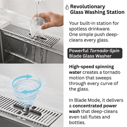 FORNO ACQUA 33 in. Drop-In/Undermount 3-Level Workstation with Retractable Faucet & Glass Rinser