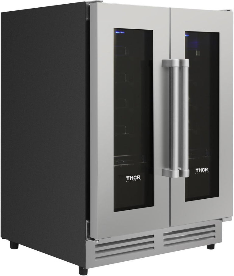 THOR Contemporary Package - 36" Electric Range, Range Hood, Refrigerator, Dishwasher, Microwave and Wine Cooler, ARE36-HRH3607-TRF3602-HWD2401SS-TMD3002-TWC2402