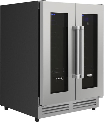 THOR Contemporary Package - 36" Electric Range, Range Hood, Refrigerator, Dishwasher, Microwave and Wine Cooler, ARE36-HRH3607-TRF3602-HWD2401SS-TMD3002-TWC2402