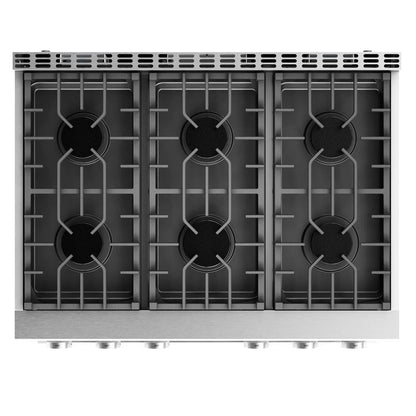 THOR Contemporary Package - 36" Gas Range, Range Hood, Refrigerator and Microwave, ARG36LP-HRH3607-TRF3601FD-TMD3002