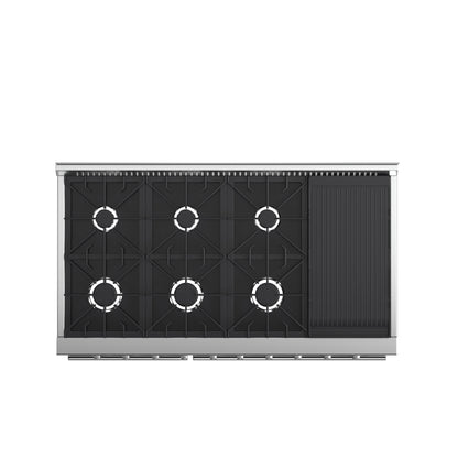 FORNO Premium 2-Piece Kitchen Bundle - Galiano 48" Stainless Steel Gas Range, Forno Maderno 2-28 " Wide Units with Decorative Trim - FBDL-018-03CAUS