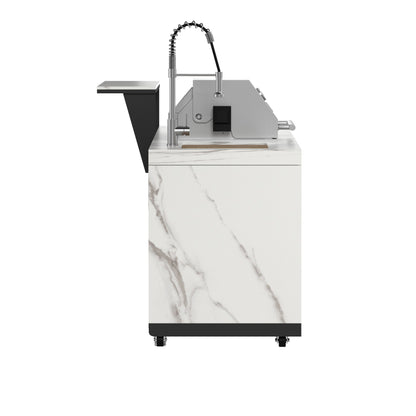 Forno Rimini Outdoor Kitchen: 30" BBQ 62,600 BTU, 4.8 cu.ft. Refrigerators, White Countertops