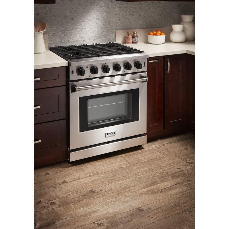 THOR Kitchen 30 in. 4.55 cu. ft. Professional Propane Gas Range in Stainless Steel, LRG3001ULP