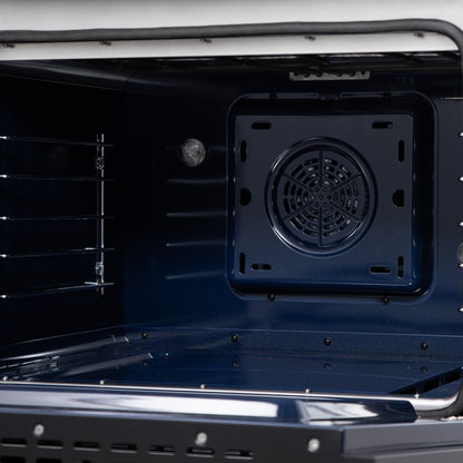 Forno Massimo 30-Inch Freestanding Dual Fuel Range in Black with Antique Brass Accessories, 4 Burners, 4.32 cu. ft. Convection Oven