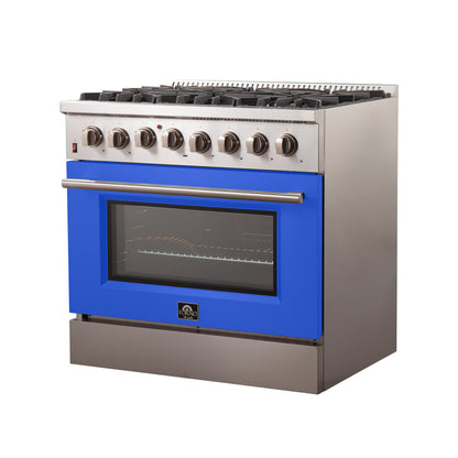 Forno Galiano 36-Inch Freestanding Dual Fuel Range, 6 Burners, Double Convection Ovens