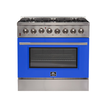 Forno Galiano 36-Inch Freestanding Dual Fuel Range, 6 Burners, Double Convection Ovens