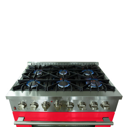 Forno Galiano 36-Inch Freestanding Dual Fuel Range, 6 Burners, Double Convection Ovens