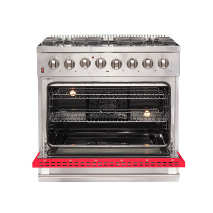 Forno Galiano 36-Inch Freestanding Dual Fuel Range, 6 Burners, Double Convection Ovens