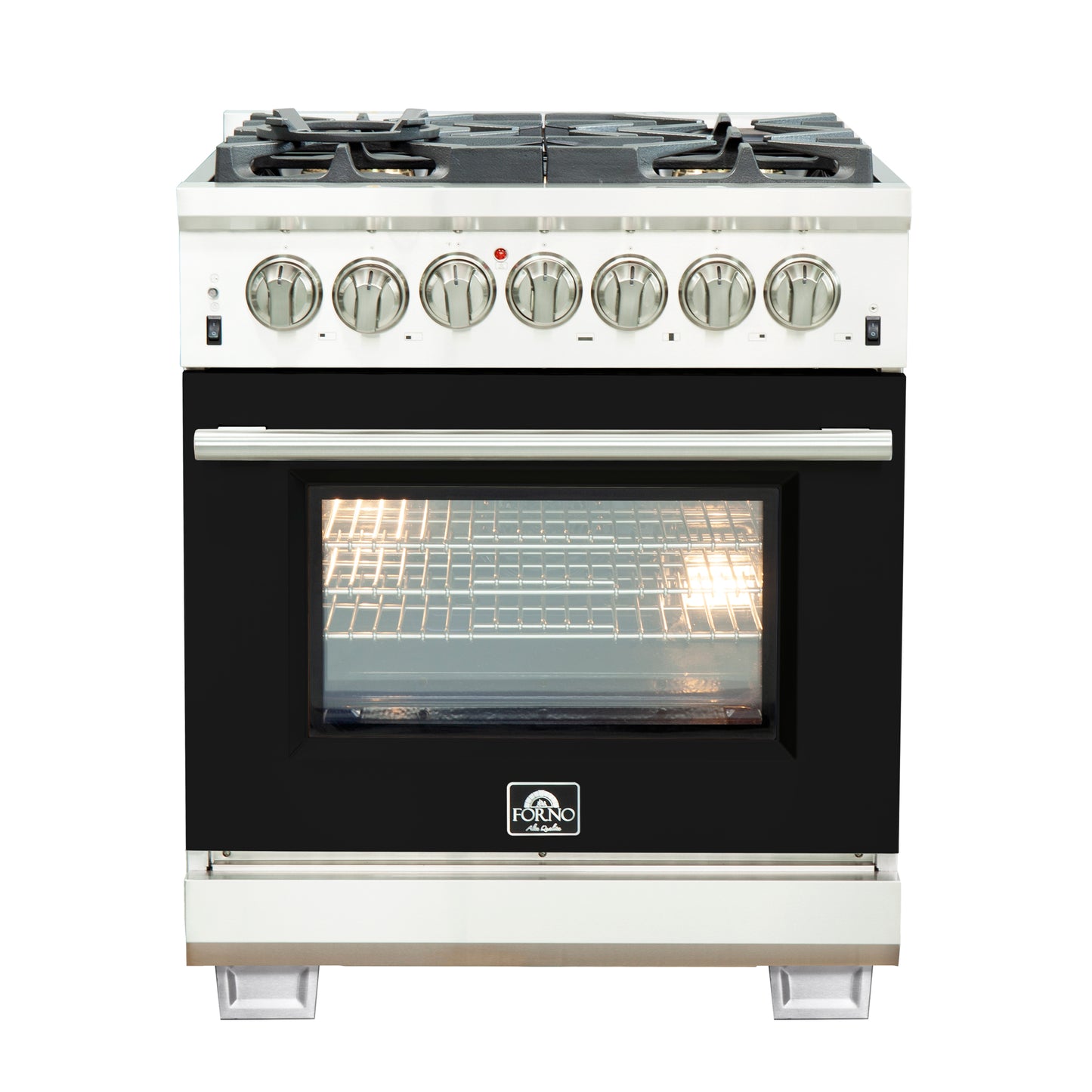 Forno Capriasca 30-Inch Freestanding Dual Fuel Range, 4 Burners, True Convection Oven