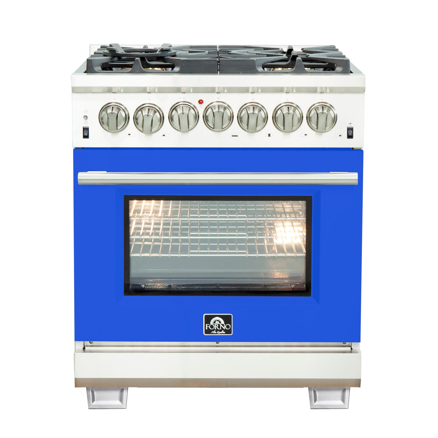 Forno Capriasca 30-Inch Freestanding Dual Fuel Range, 4 Burners, True Convection Oven