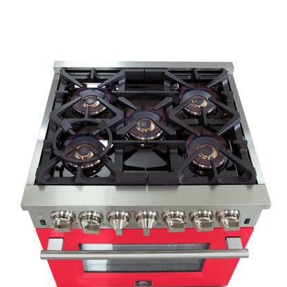 Forno Capriasca 30-Inch Freestanding Dual Fuel Range, 4 Burners, True Convection Oven