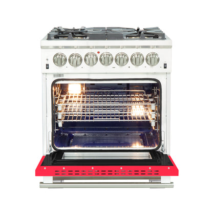 Forno Capriasca 30-Inch Freestanding Dual Fuel Range, 4 Burners, True Convection Oven