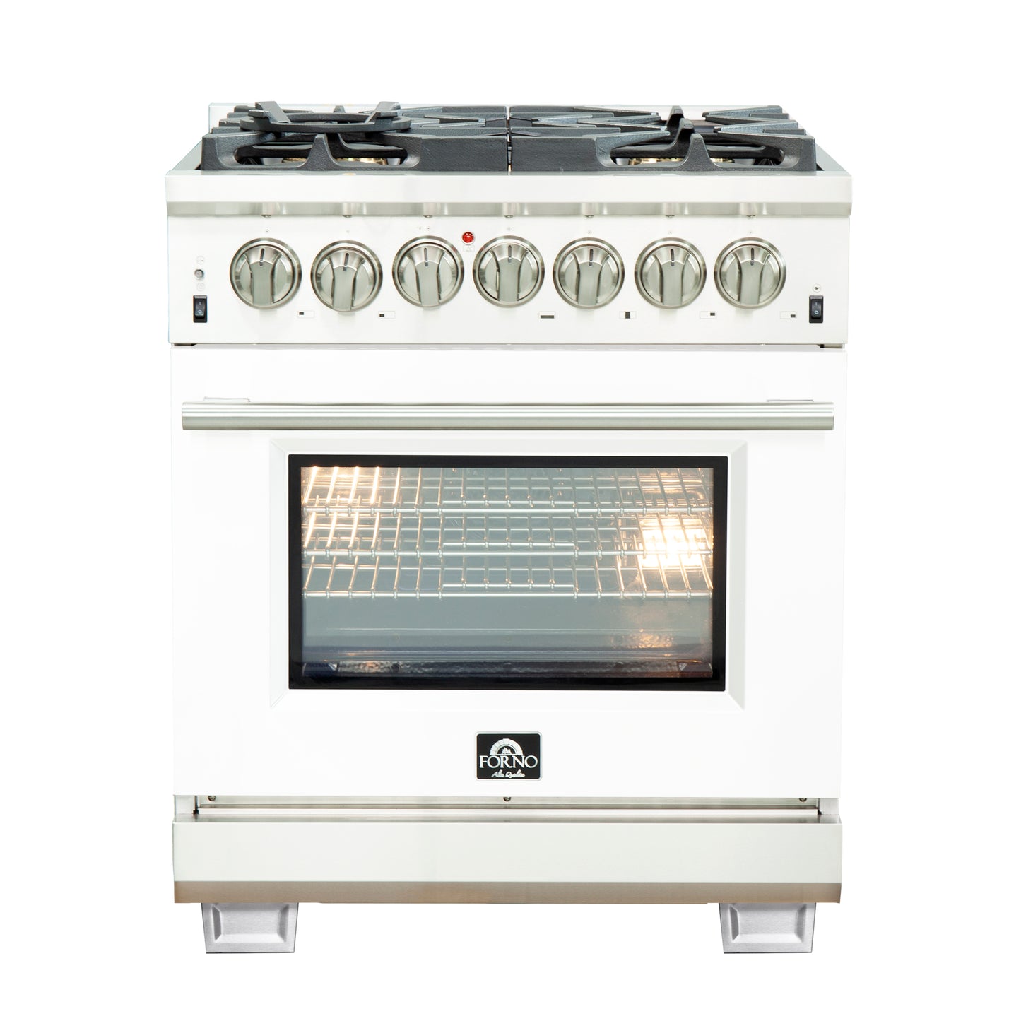 Forno Capriasca 30-Inch Freestanding Dual Fuel Range, 4 Burners, True Convection Oven