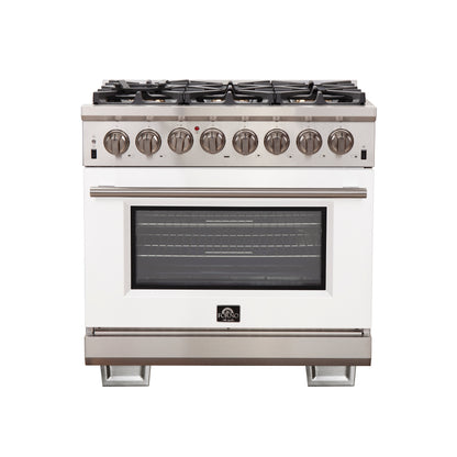 Forno Capriasca 36-Inch Freestanding Dual Fuel Range, 6 Burners, True Convection Oven