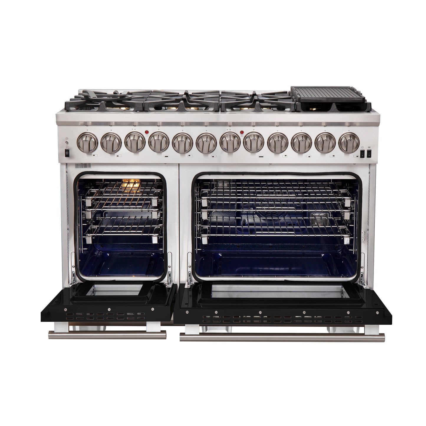Forno Capriasca 48-Inch Freestanding Dual Fuel Range, 8 Burners, True Convection Oven