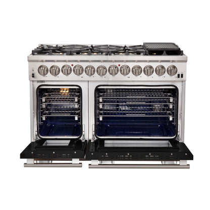 Forno Capriasca 48-Inch Freestanding Dual Fuel Range, 8 Burners, True Convection Oven